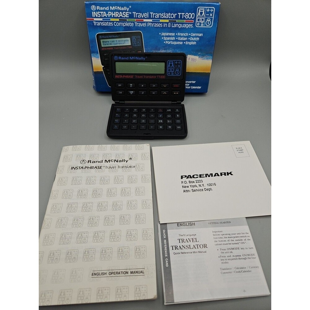 Rand McNally Insta-Phrase 8 Language Travel Translator TT-800 Vintage